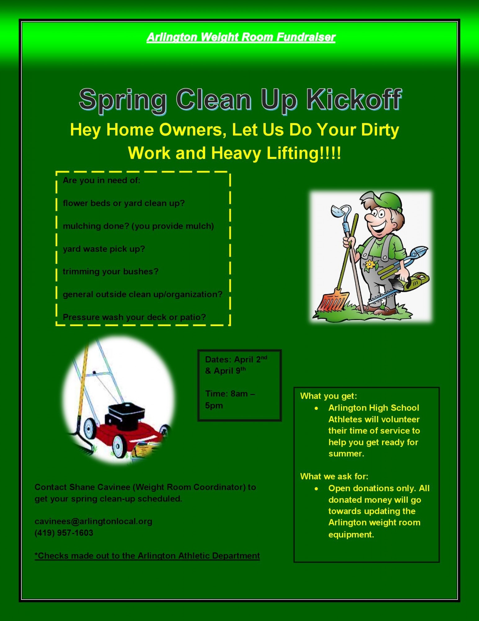 Spring CleanUp Fundraiser Arlington Local Schools
